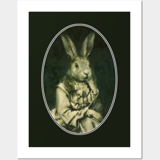 Victorian Hare Girl Oval Design Posters and Art